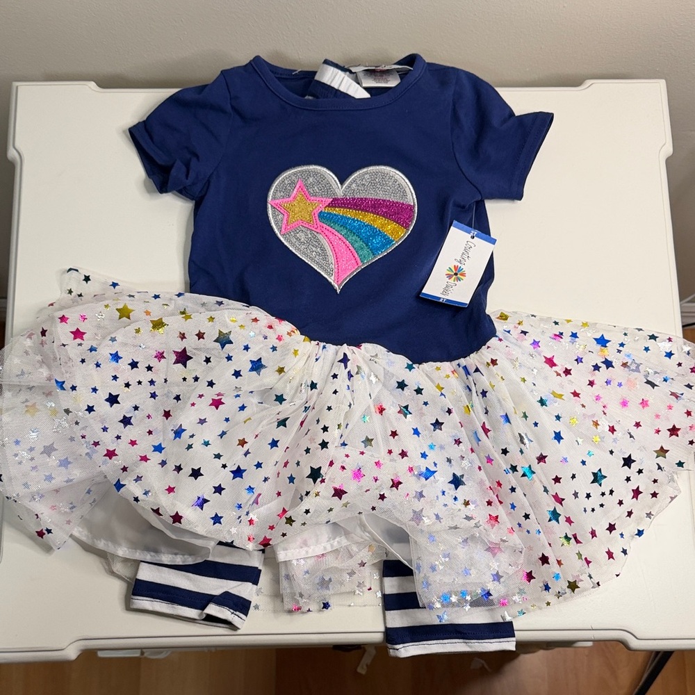 Counting Daisies Navy Toddler Dress
